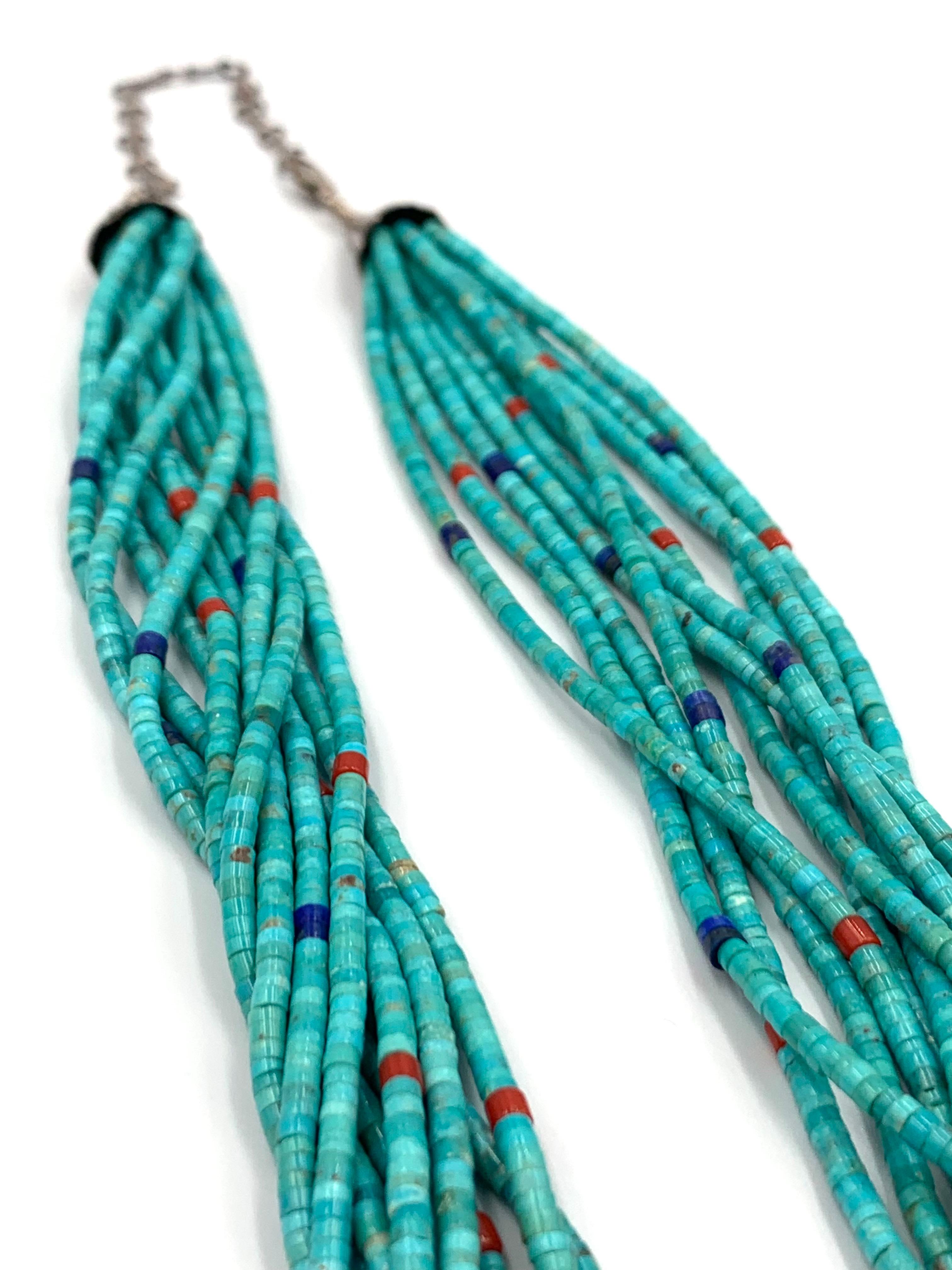 Turquoise Heishi Beads Necklace In New Condition In Scottsdale, AZ