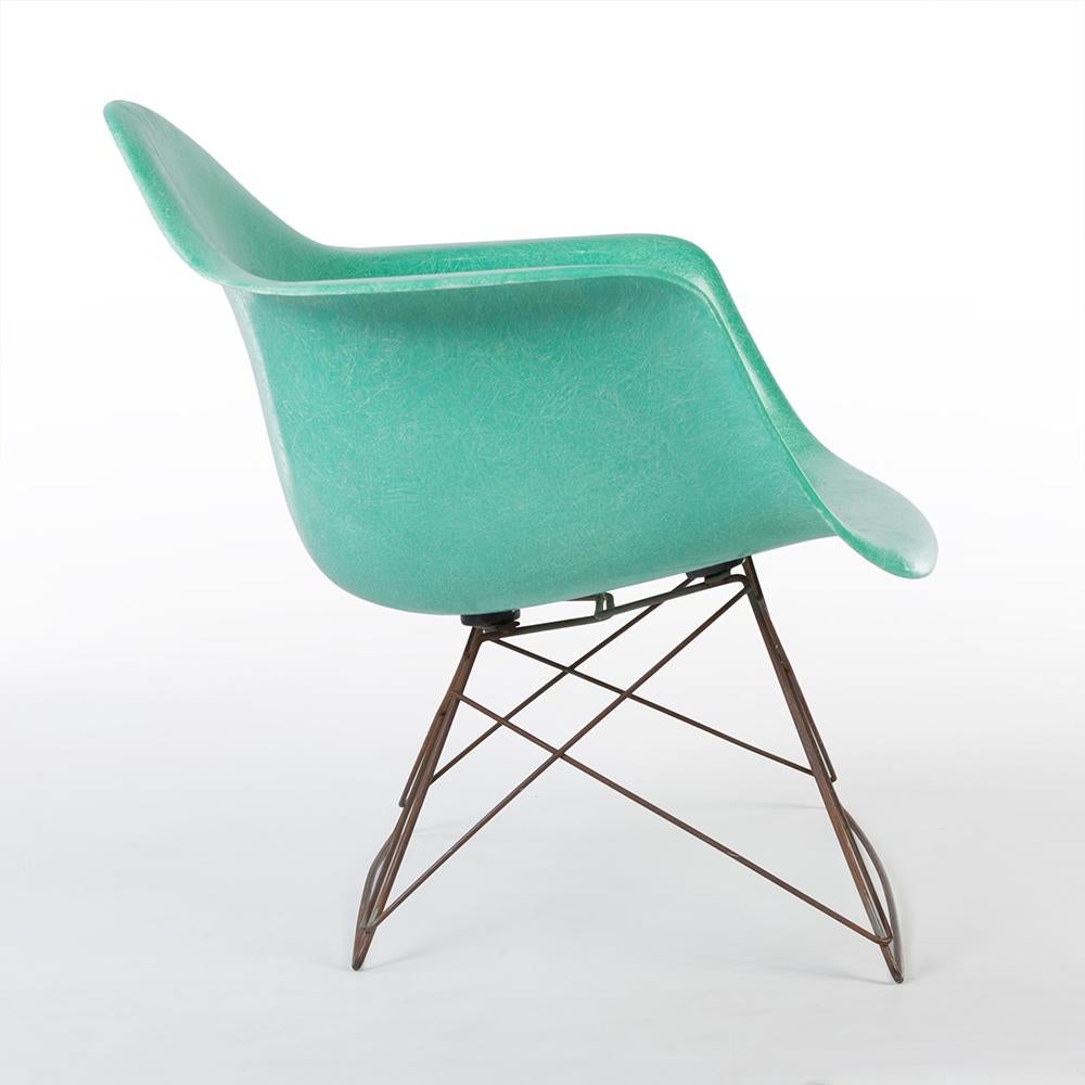 Mid-Century Modern Turquoise Herman Miller Eames LAR Lounge Armchair