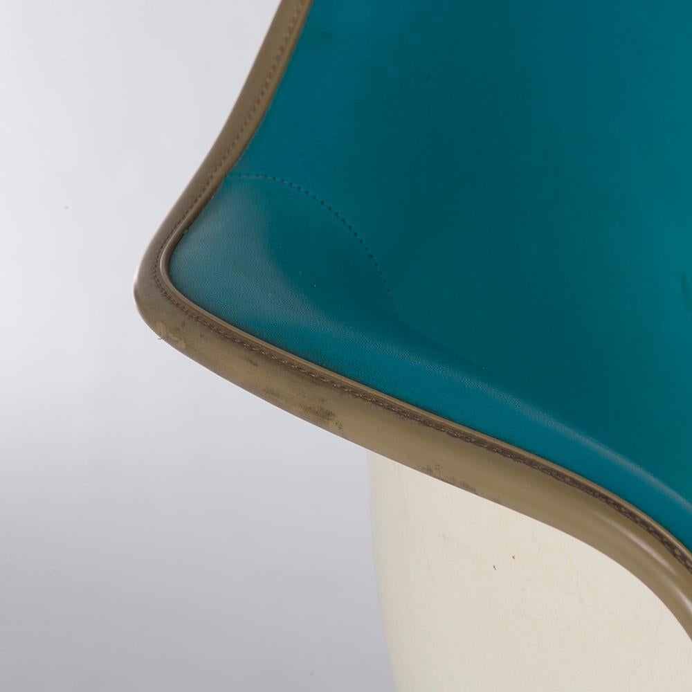 20th Century Turquoise Herman Miller Eames Upholstered Rar Rocking Arm Shell Chair