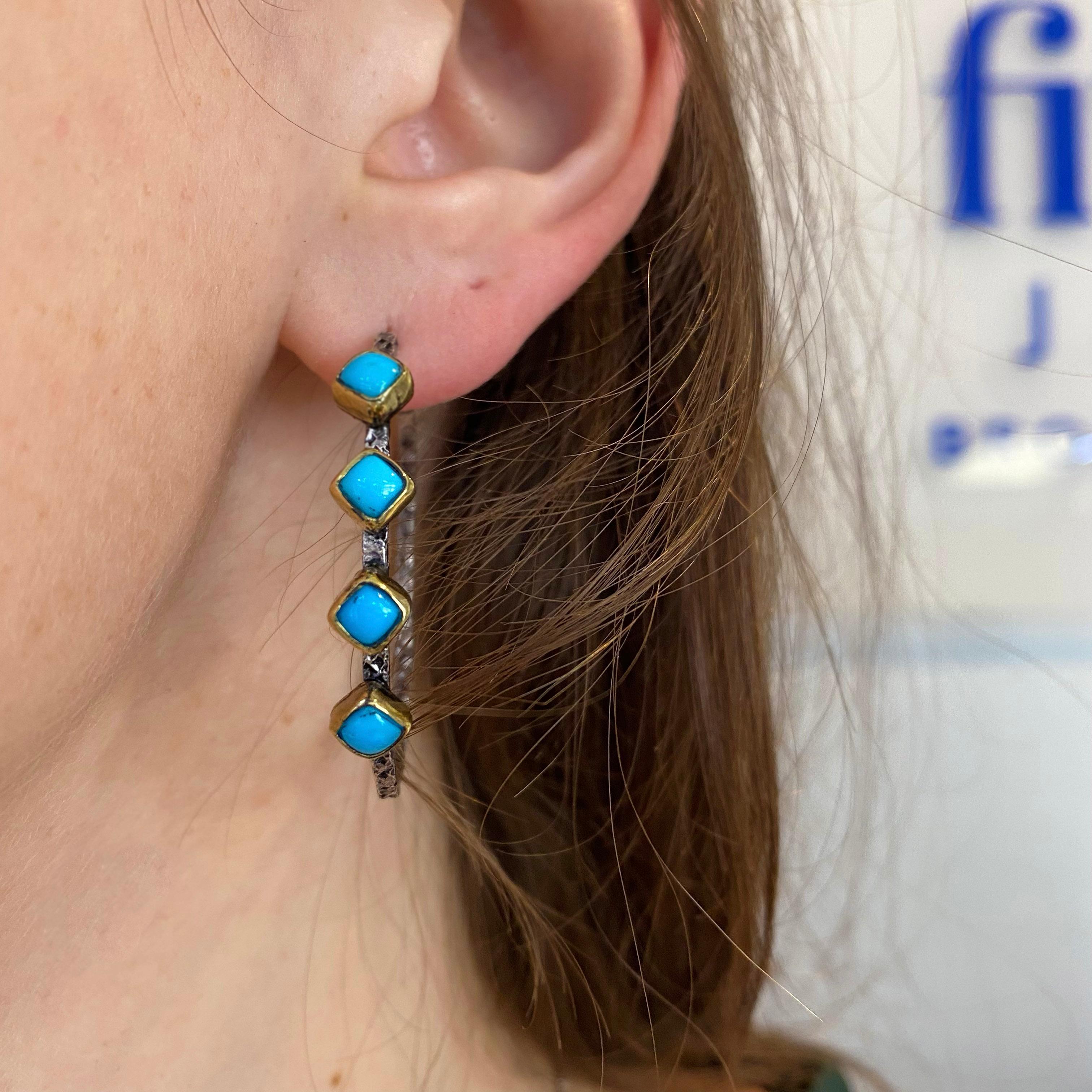 turquoise hoops earrings