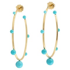 Turquoise Hoop Earrings Made in 18k Yellow Gold