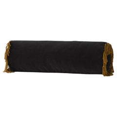 Turquoise II Black Velvet Deluxe Handmade Bolster Cushion