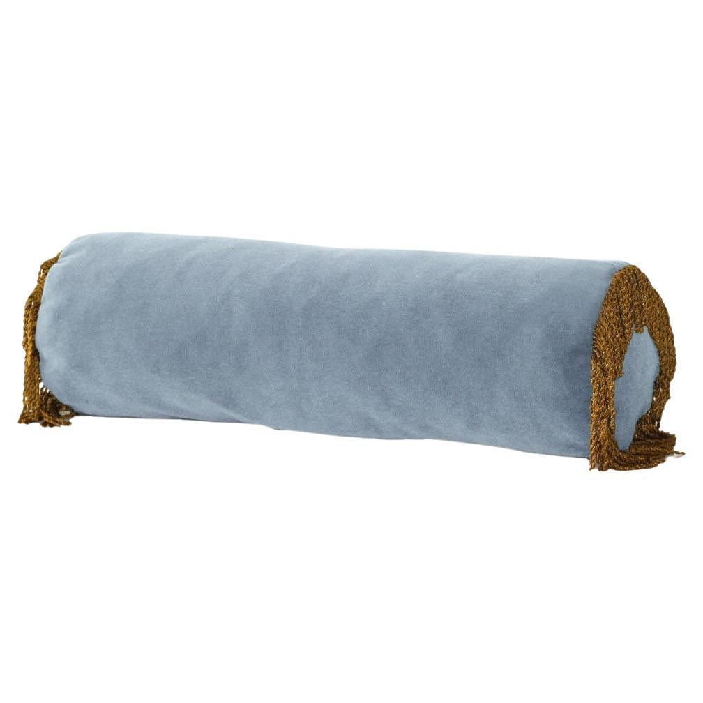 Turquoise II Blue Velvet Deluxe Handmade Bolster Cushion