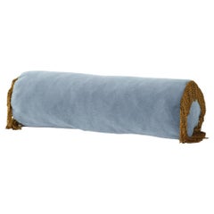 Turquoise II Blue Velvet Deluxe Handmade Bolster Cushion
