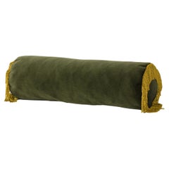 Grand coussin de traversin Deluxe fait main turquoise II vert sec