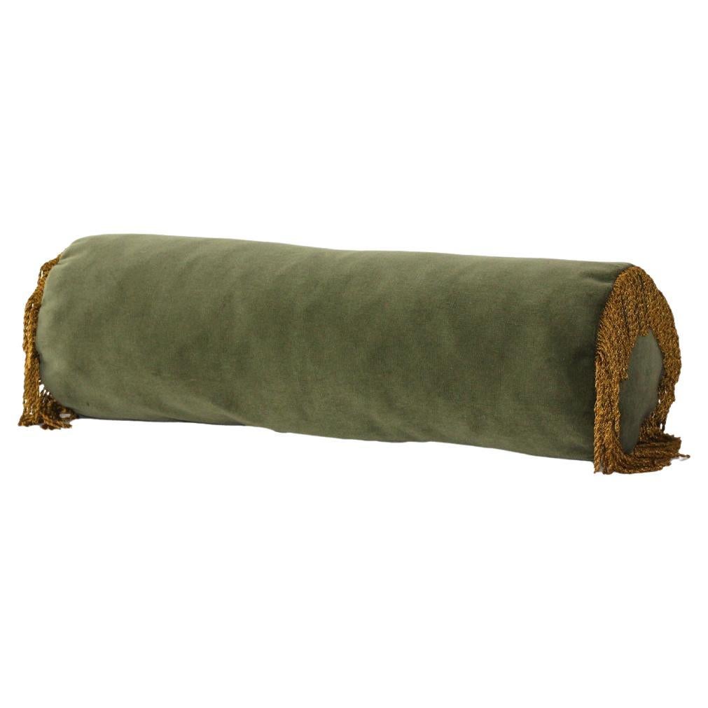 Turquoise II Dry Green Large Velvet Deluxe Handmade Bolster Cushion