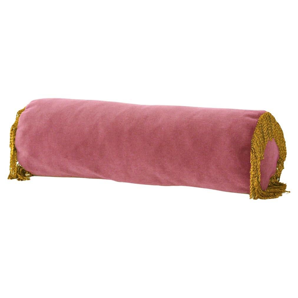 Coussin traversin Deluxe fait main turquoise II rose velours