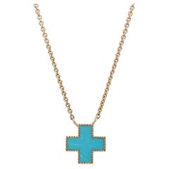 Turquoise Inlay Heirloom Necklace 14k Yellow Gold Turquoise Inlay Heirloom Necklace 14k Yellow Gold