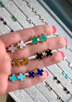 Turquoise Inlay Heirloom Studs 14k Yellow Gold