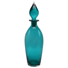 Turquoise Italian Art Glass Decanter, circa 1960