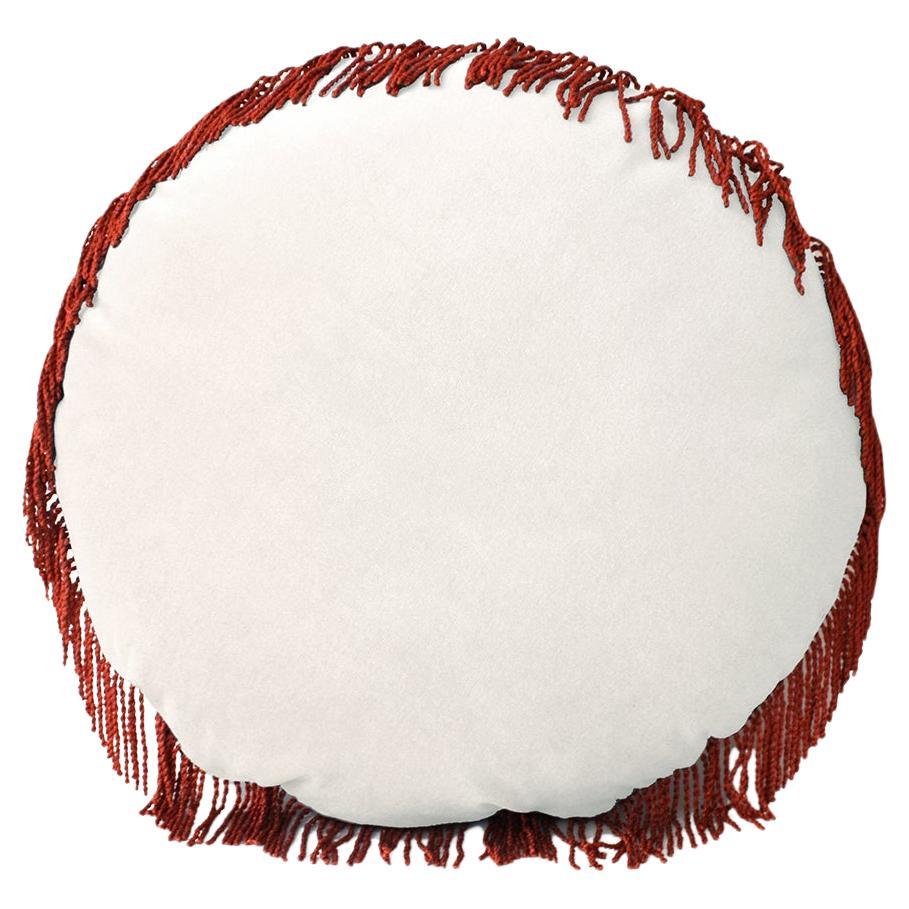 Turquoise Ivory white Velvet Deluxe Handmade Round Cushion
