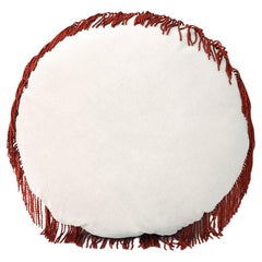 Turquoise Ivory white Velvet Deluxe Handmade Round Cushion