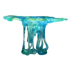 Turquoise Jellyfish Murano Glass Sculpture