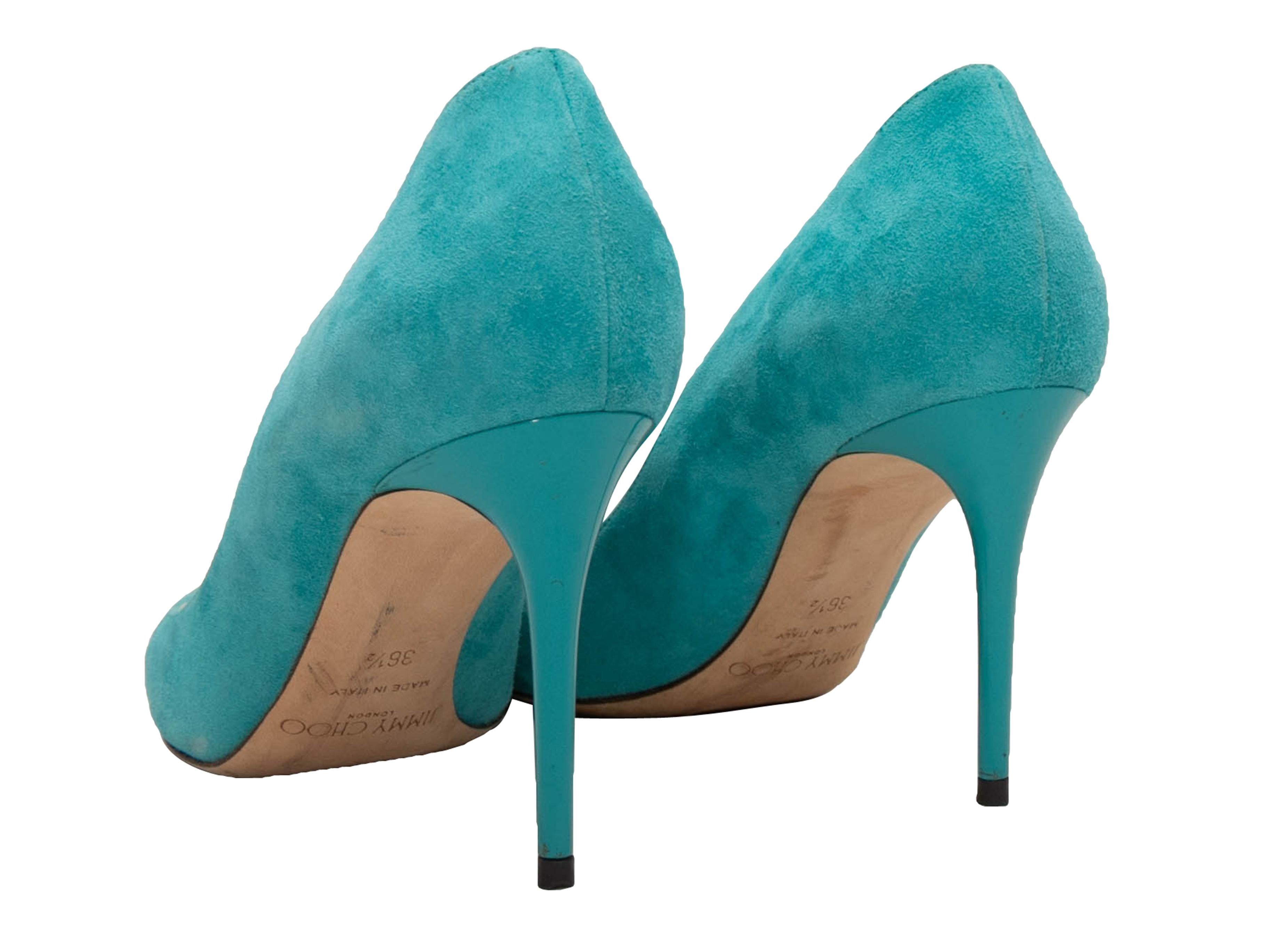 Women's Turquoise Jimmy Choo Esme Suede Pumps Size 6.5 For Sale