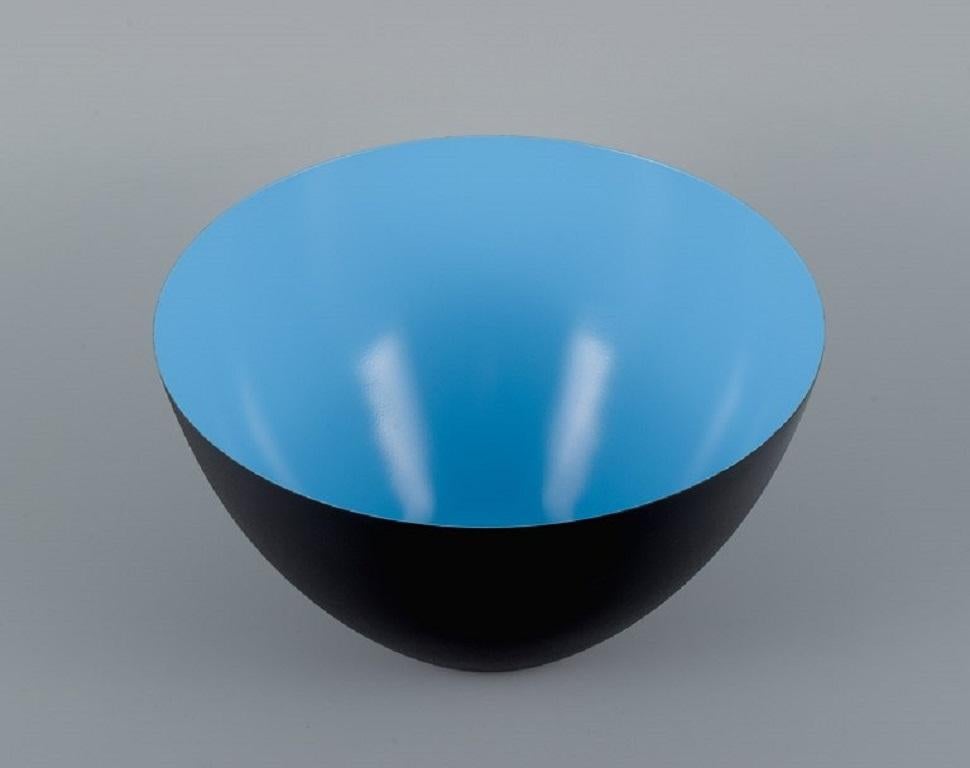 Scandinavian Modern Turquoise Krenit Bowl in Metal, Designed by Hermann Krenchel For Sale