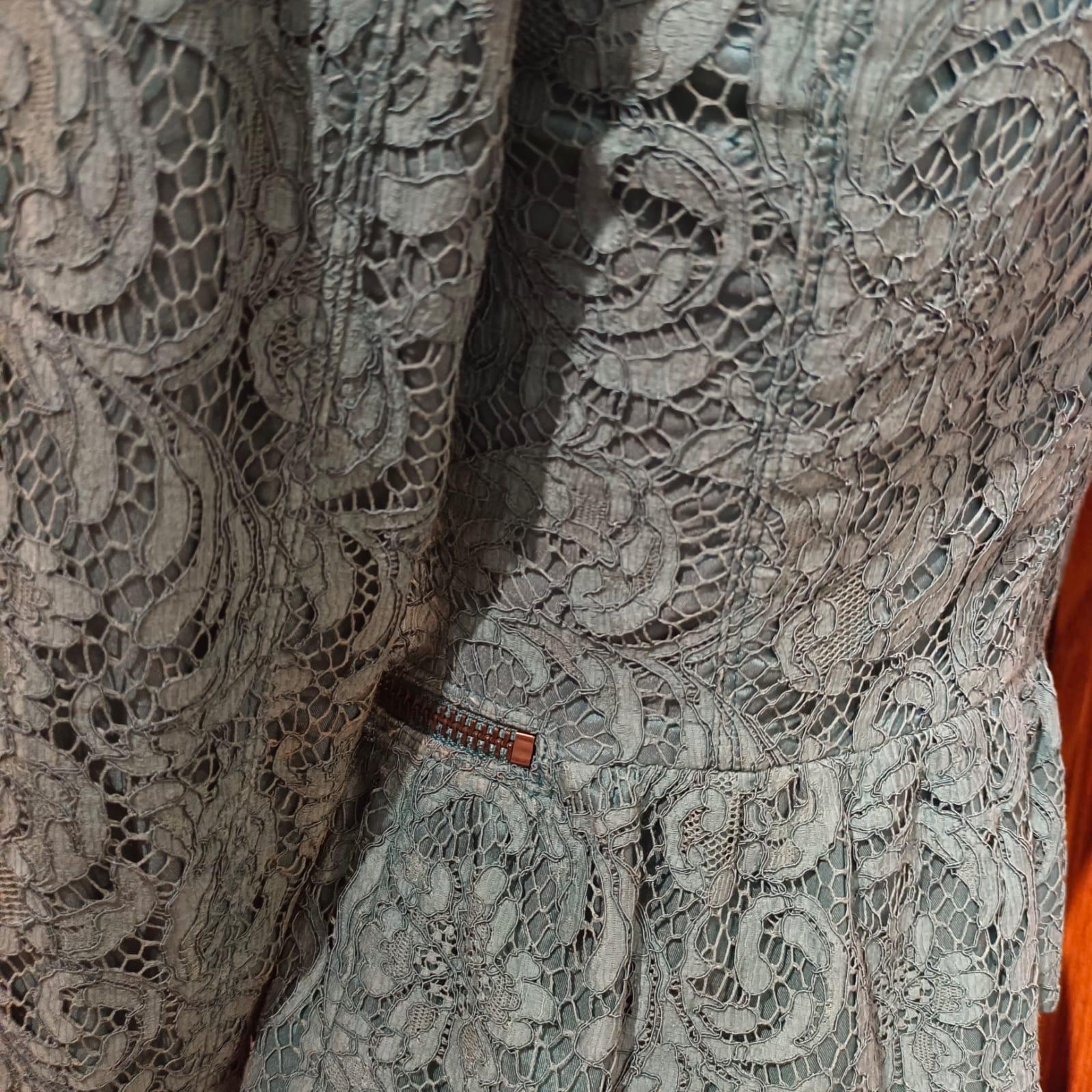 Turquoise Lace Burberry Biker Jacket For Sale 5