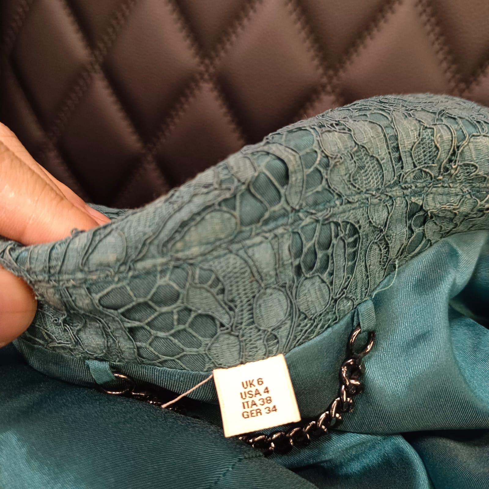 Turquoise Lace Burberry Biker Jacket In Good Condition For Sale In Jakarta, Daerah Khusus Ibukota Jakarta