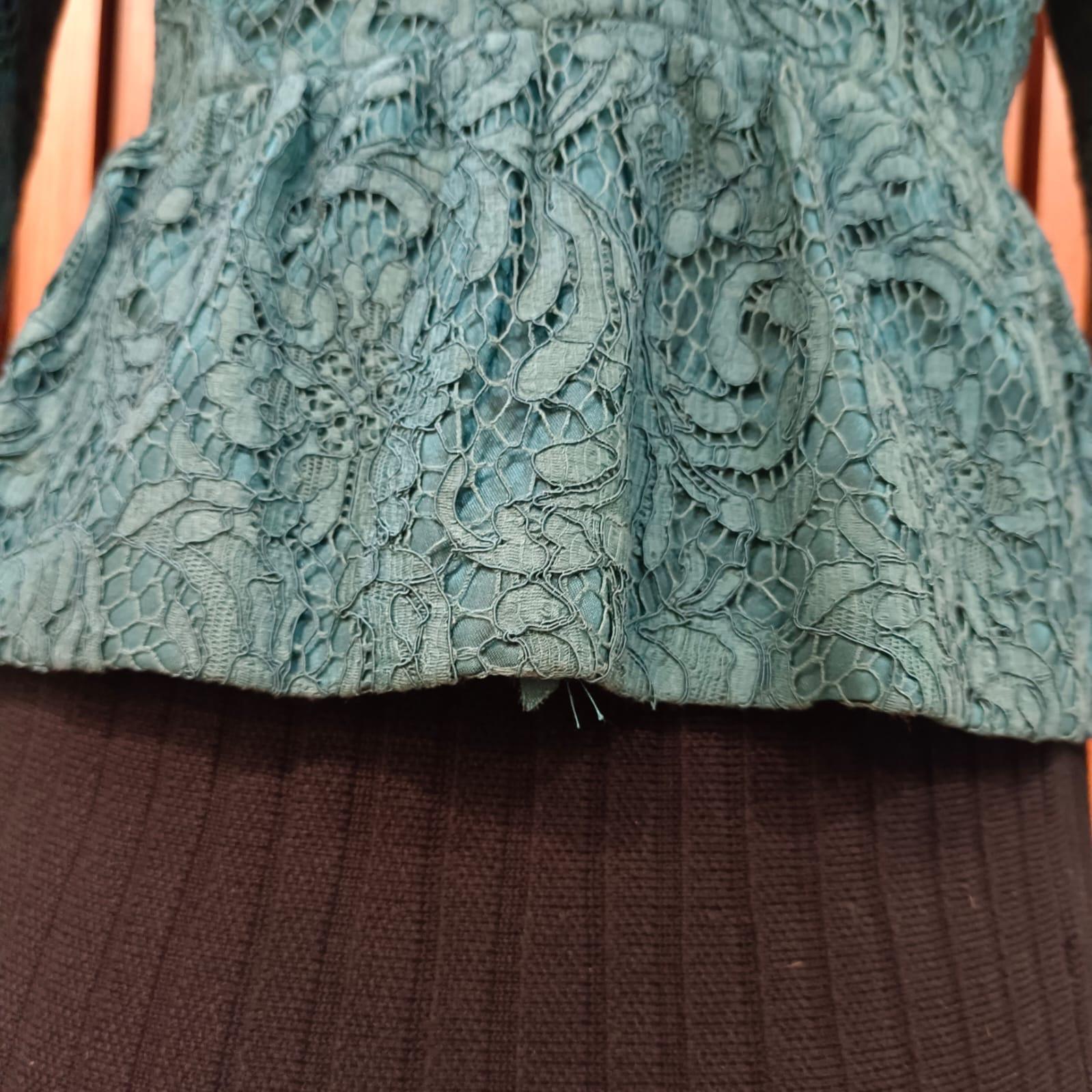 Women's Turquoise Lace Burberry Biker Jacket For Sale