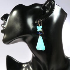 Turquoise Lapis Lazuli 9 Karat Rose Gold Dangle Earrings Handcrafted in Italy