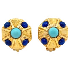 Vintage Turquoise & Lapis Lazuli Earrings