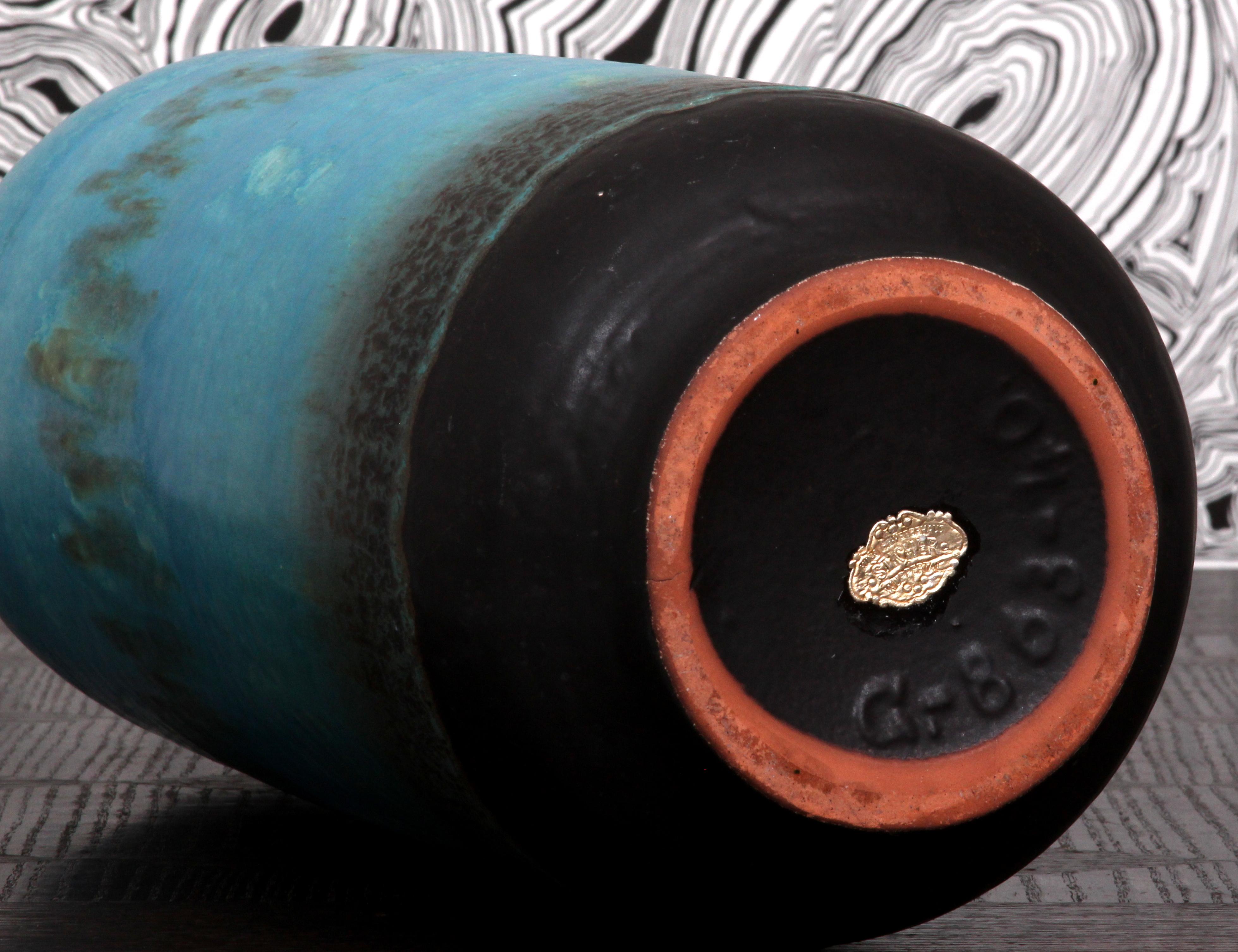 turquoise lava glazed RUSCHA FLOOR VASE 60s 70s  hand-thrown marked G.- 863-40 For Sale 4