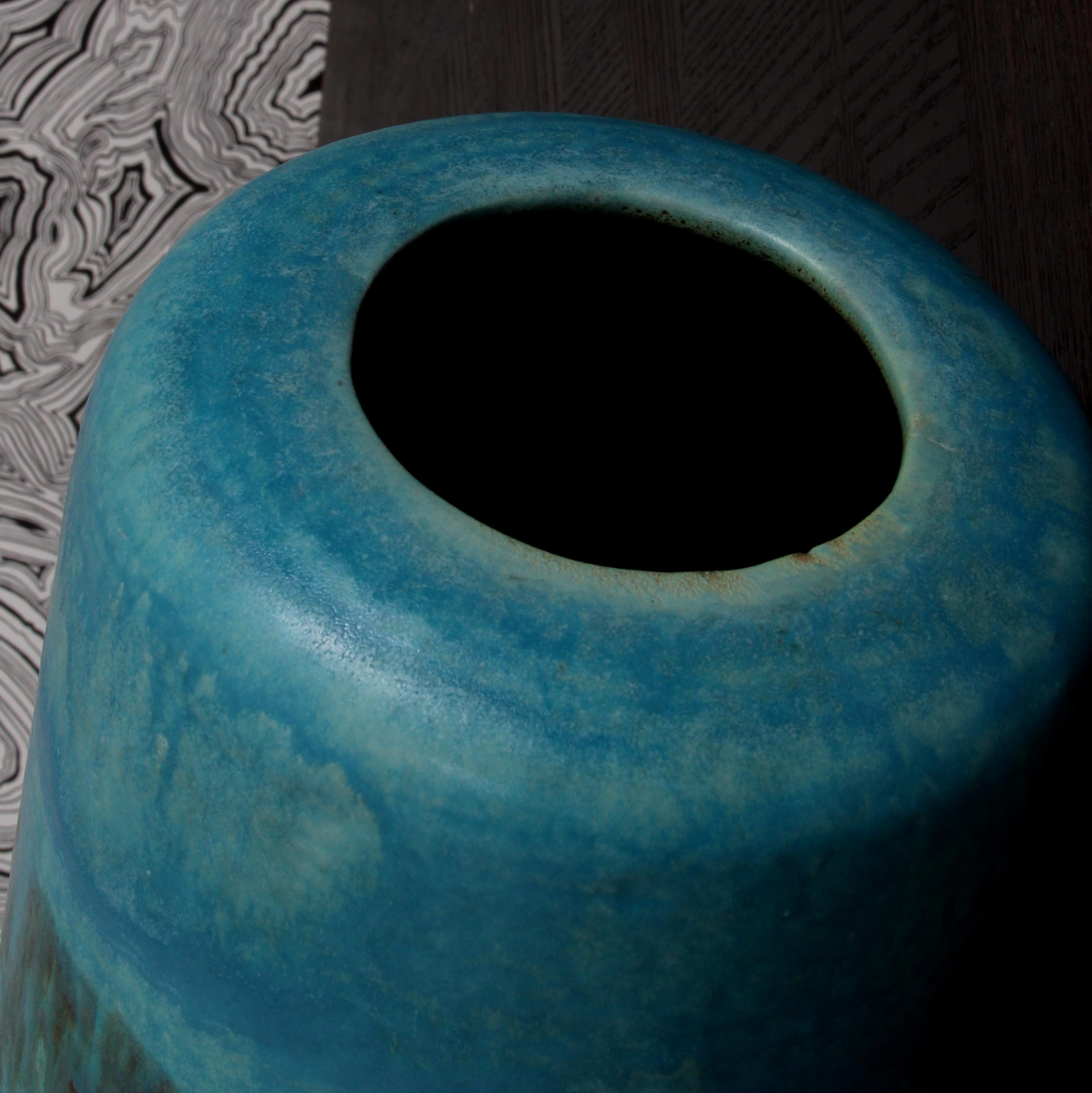 turquoise lava glazed RUSCHA FLOOR VASE 60s 70s  hand-thrown marked G.- 863-40  For Sale 5