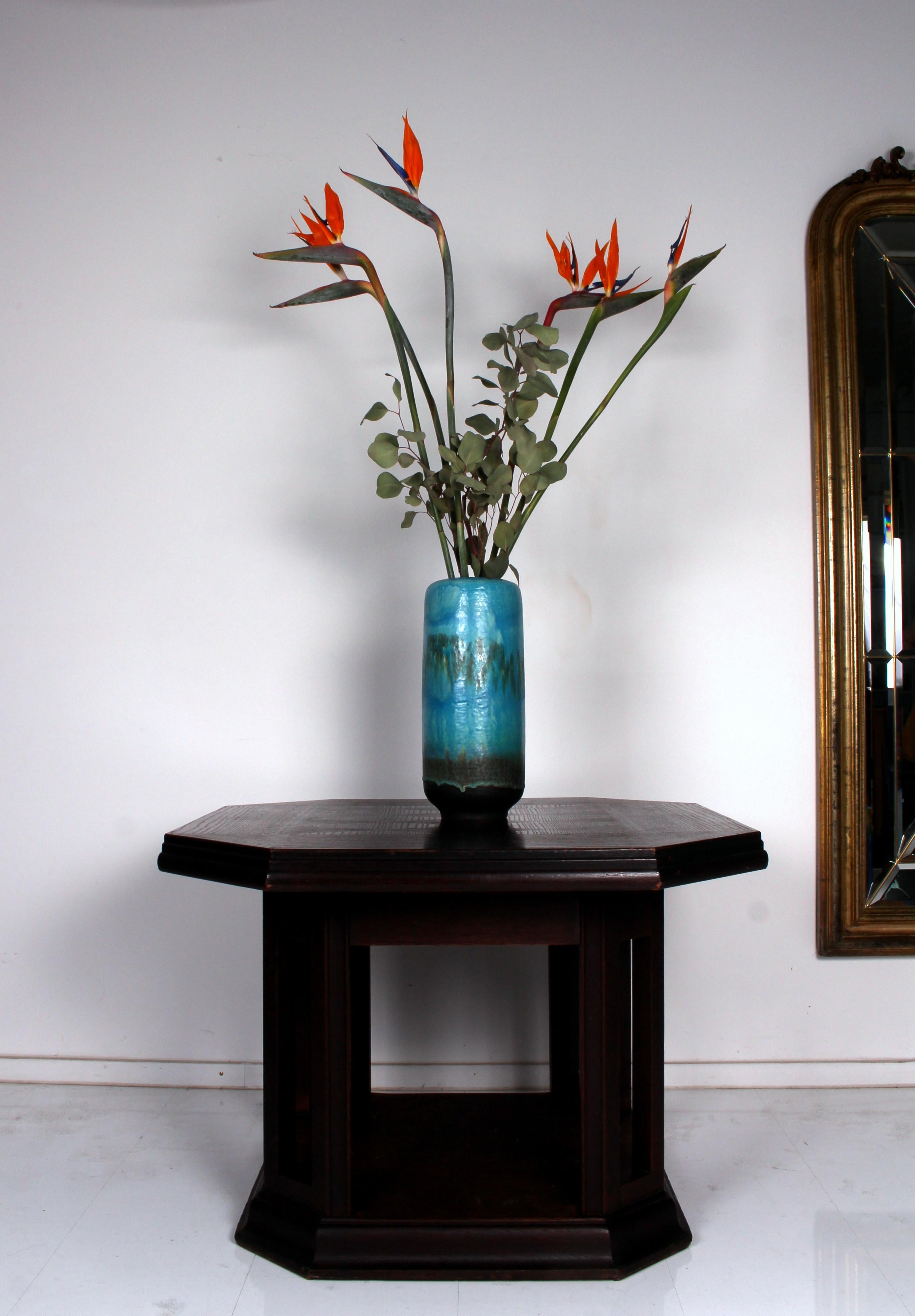 turquoise lava glazed RUSCHA FLOOR VASE 60s 70s  hand-thrown marked G.- 863-40 For Sale 9