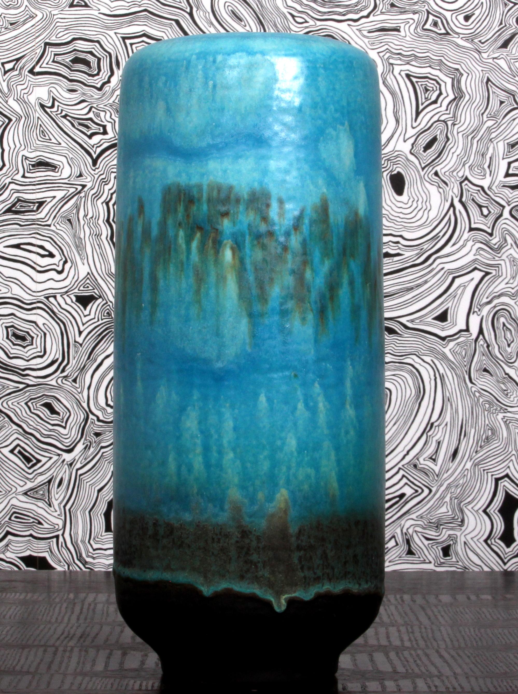 turquoise lava glazed RUSCHA FLOOR VASE 60s 70s  hand-thrown marked G.- 863-40 For Sale 10