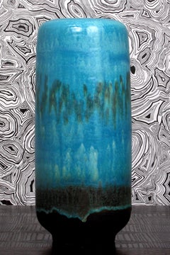 turquoise lava glazed RUSCHA FLOOR VASE 60s 70s  hand-thrown marked G.- 863-40