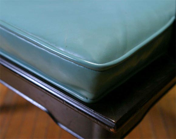 Turquoise Leather Club Chair by Widdicomb In Excellent Condition In Stamford, CT