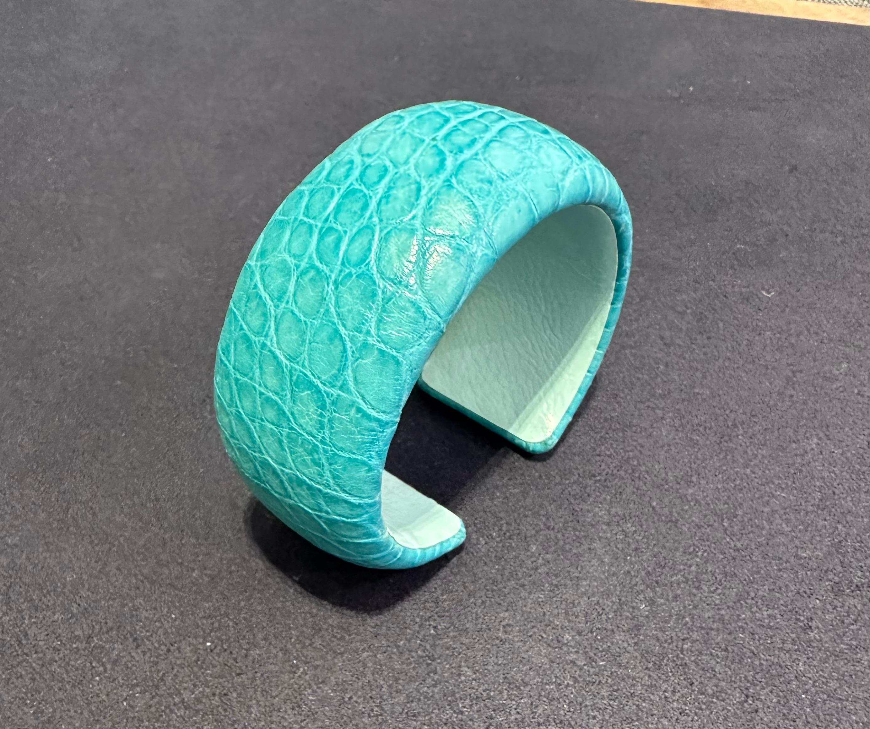 Turquoise Leather Cuff Bracelet For Sale 6