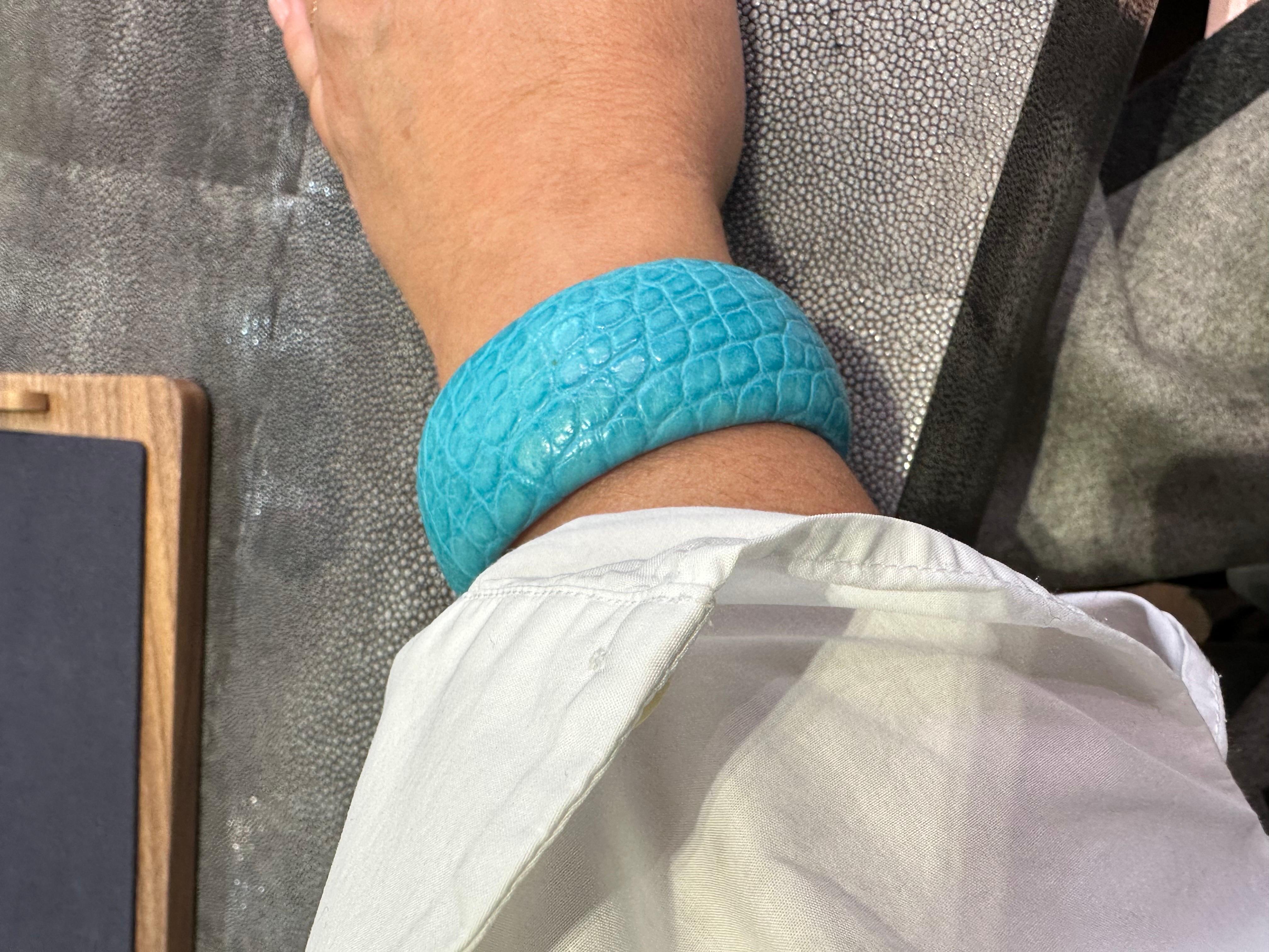 Turquoise Leather Cuff Bracelet For Sale 7