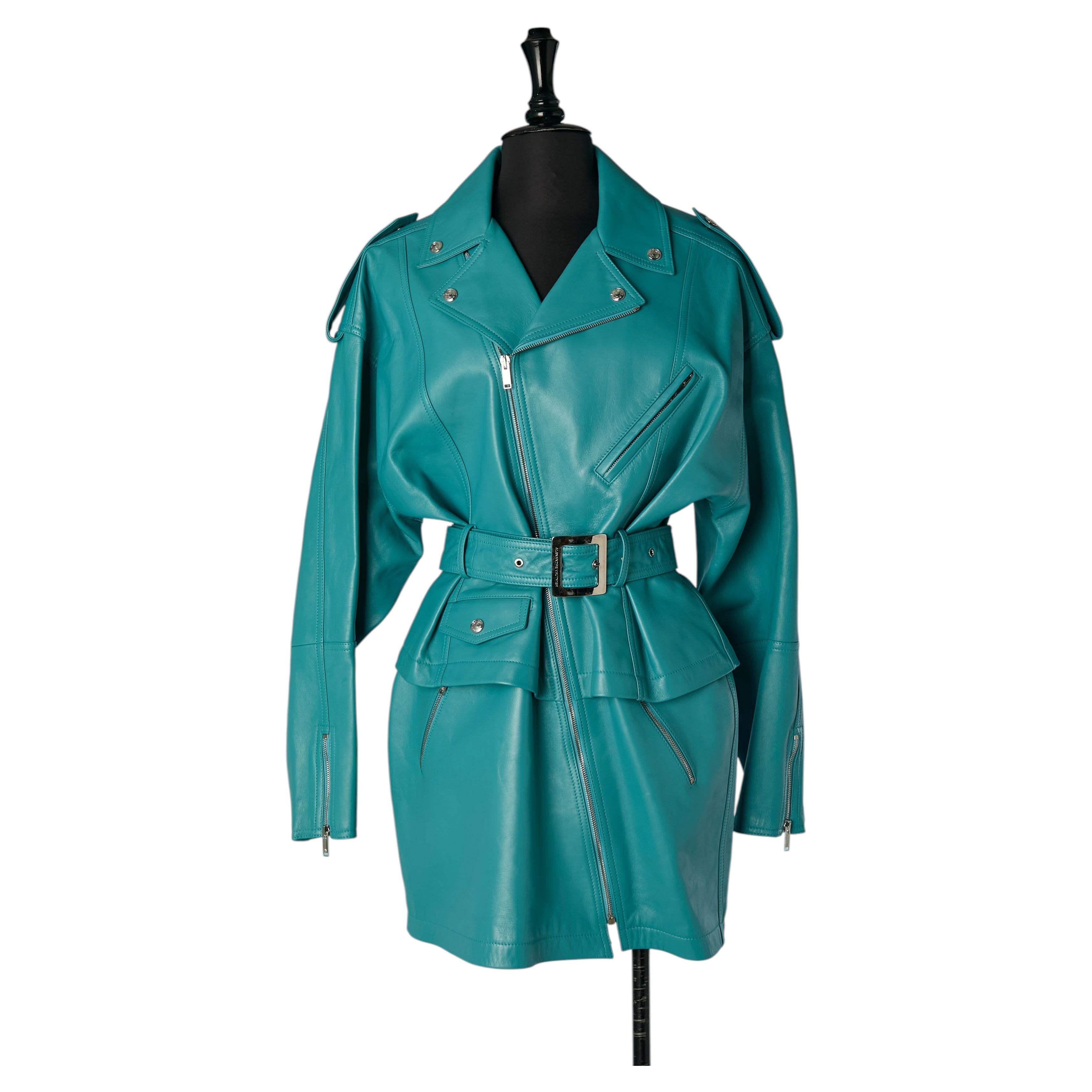 Turquoise leather mini dress ALEXANDRE VAUTHIER