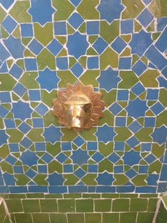Turquoise/Lime Green Moroccan Mosaic Tile Fountain