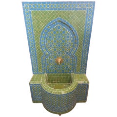 Turquoise/Lime Green Moroccan Mosaic Tile Fountain