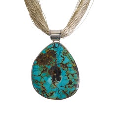 Turquoise Liquid Silver Necklace and Earrings