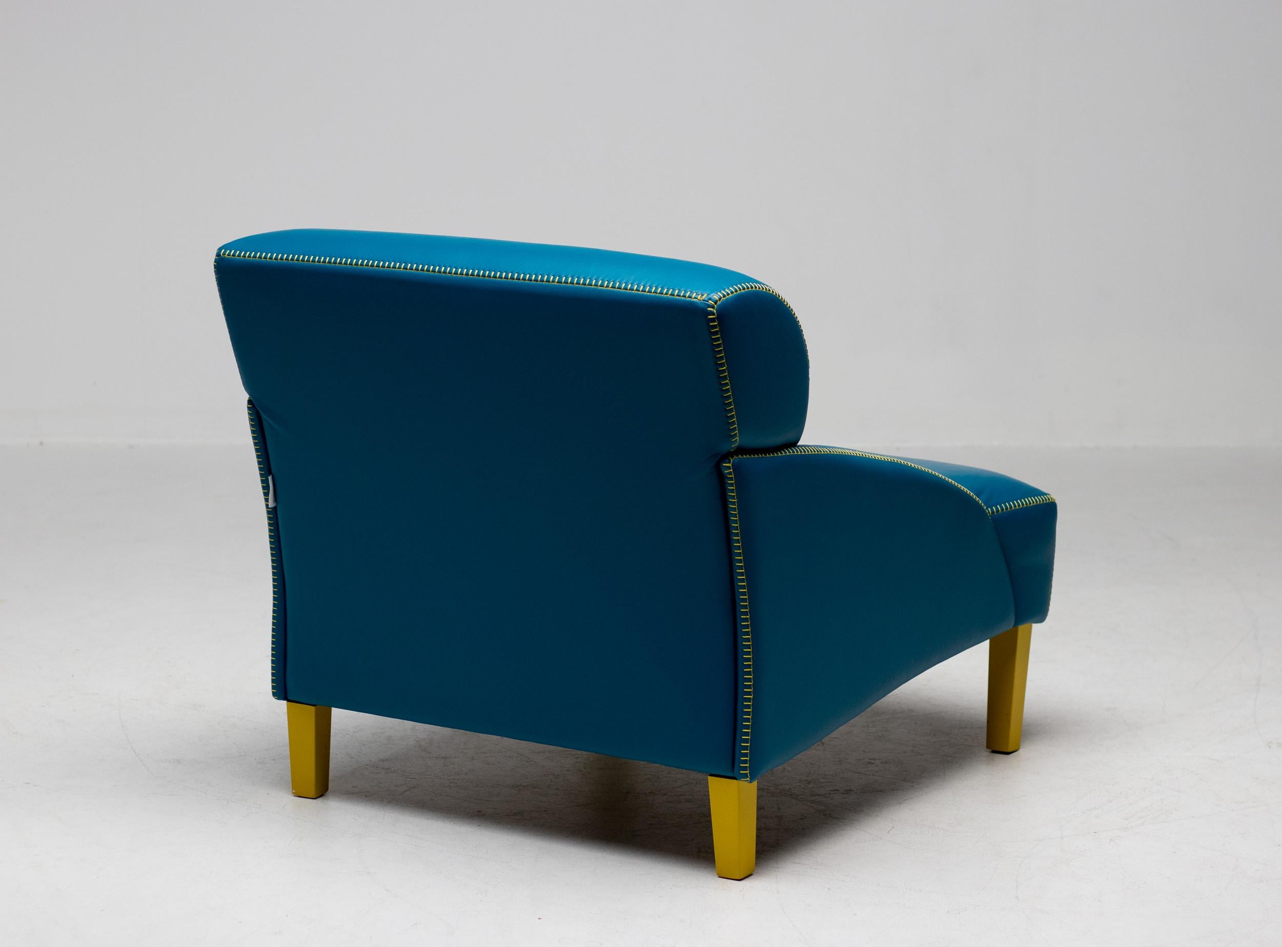 Wood Turquoise Love Seat by Nicoline Salotti 