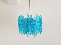Turquoise lucite vintage pendant lamp, 1970's