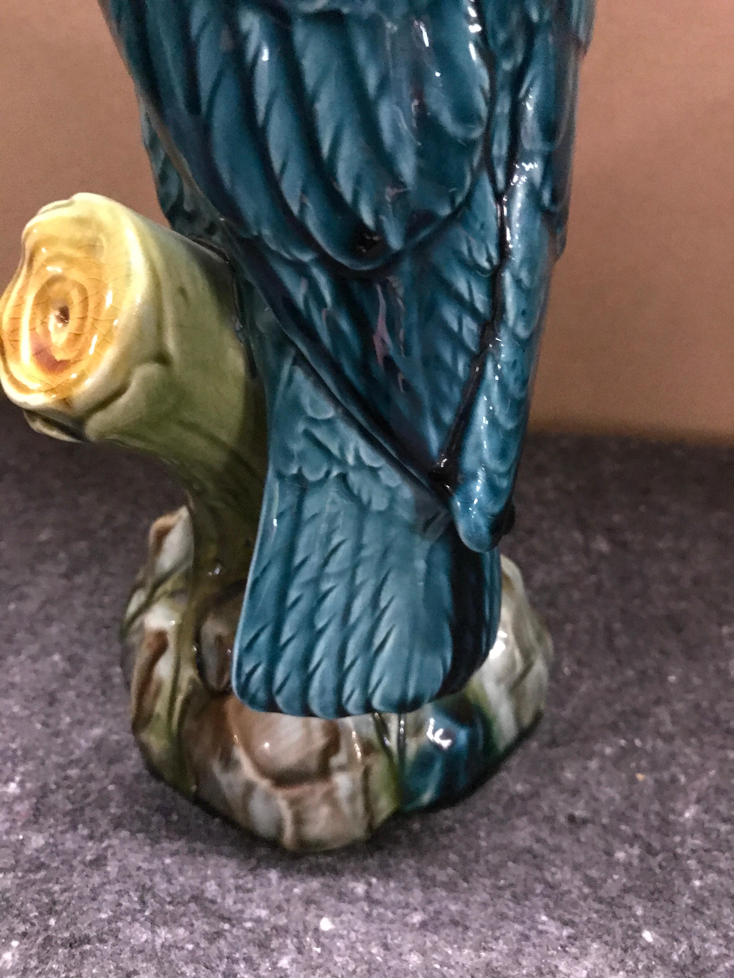 Turquoise Majolica Cockatoo by Mintons 2