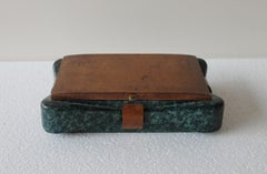 Turquoise Marbled Wood and Naturel Wood Box, 1940s