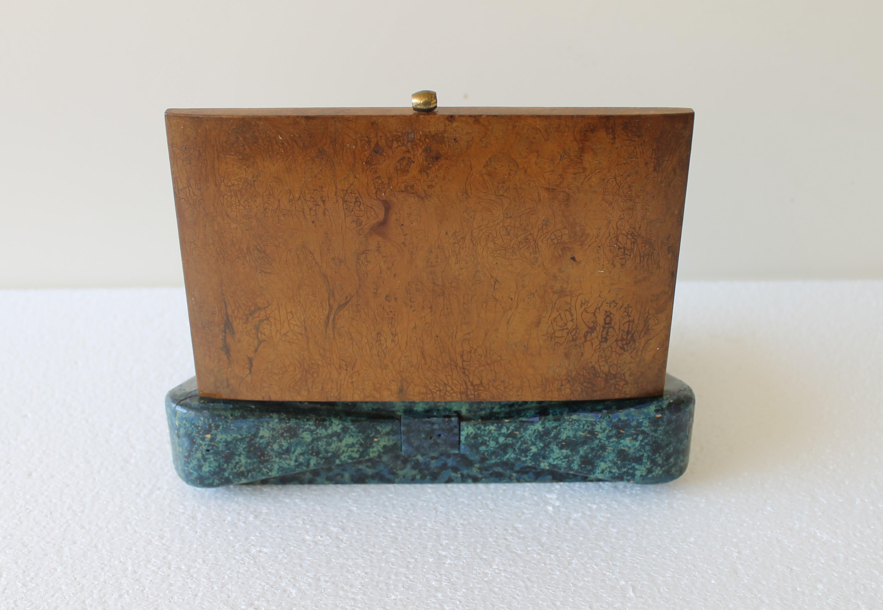 Turquoise Marbled Wood and Naturel Wood Box, 1940s In Good Condition For Sale In Sacile, PN