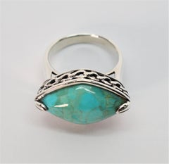 Turquoise Marquise Cabochon Sterling Silver Ring