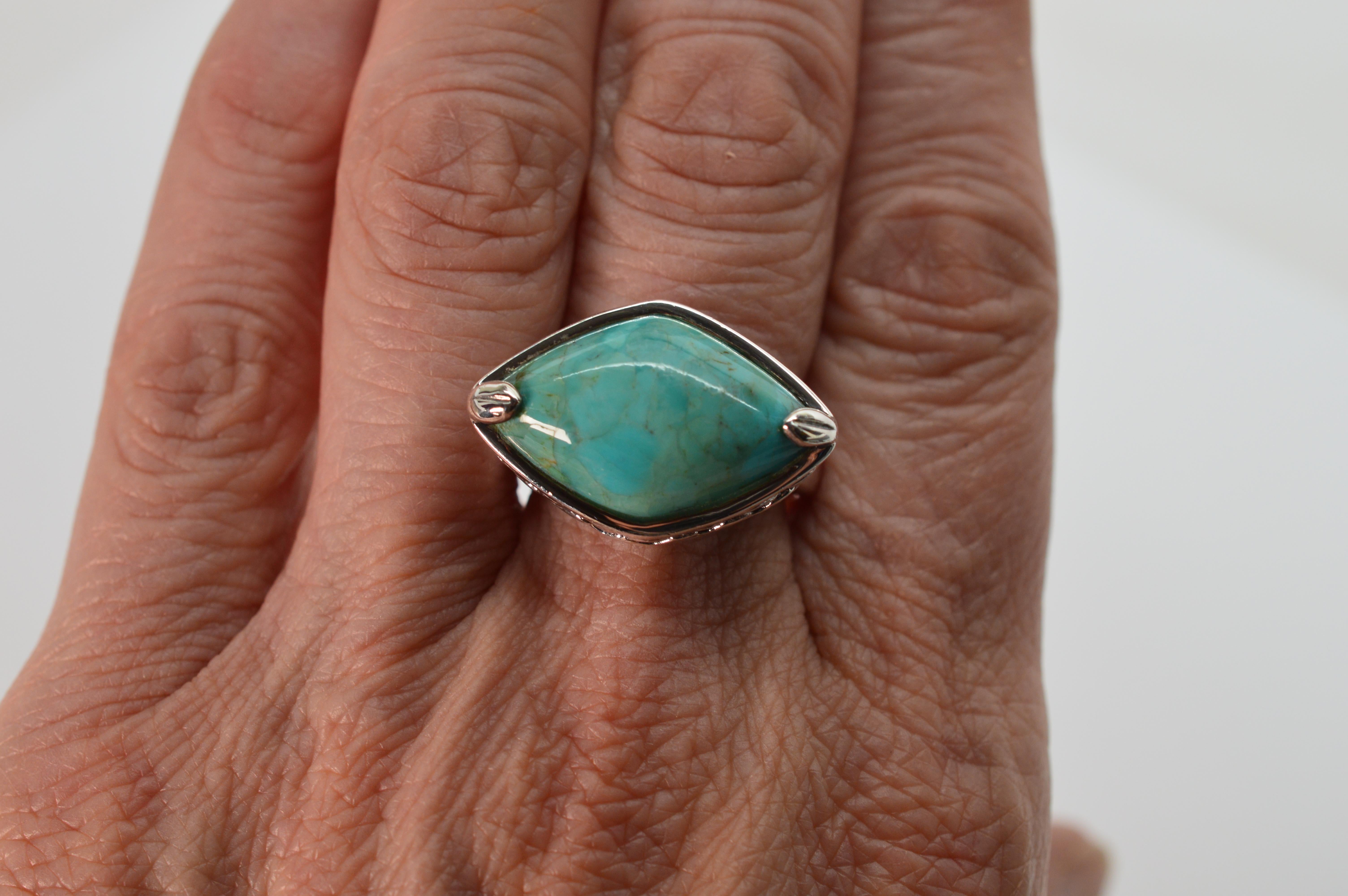 Turquoise Marquise Cabochon Sterling Silver Ring 3