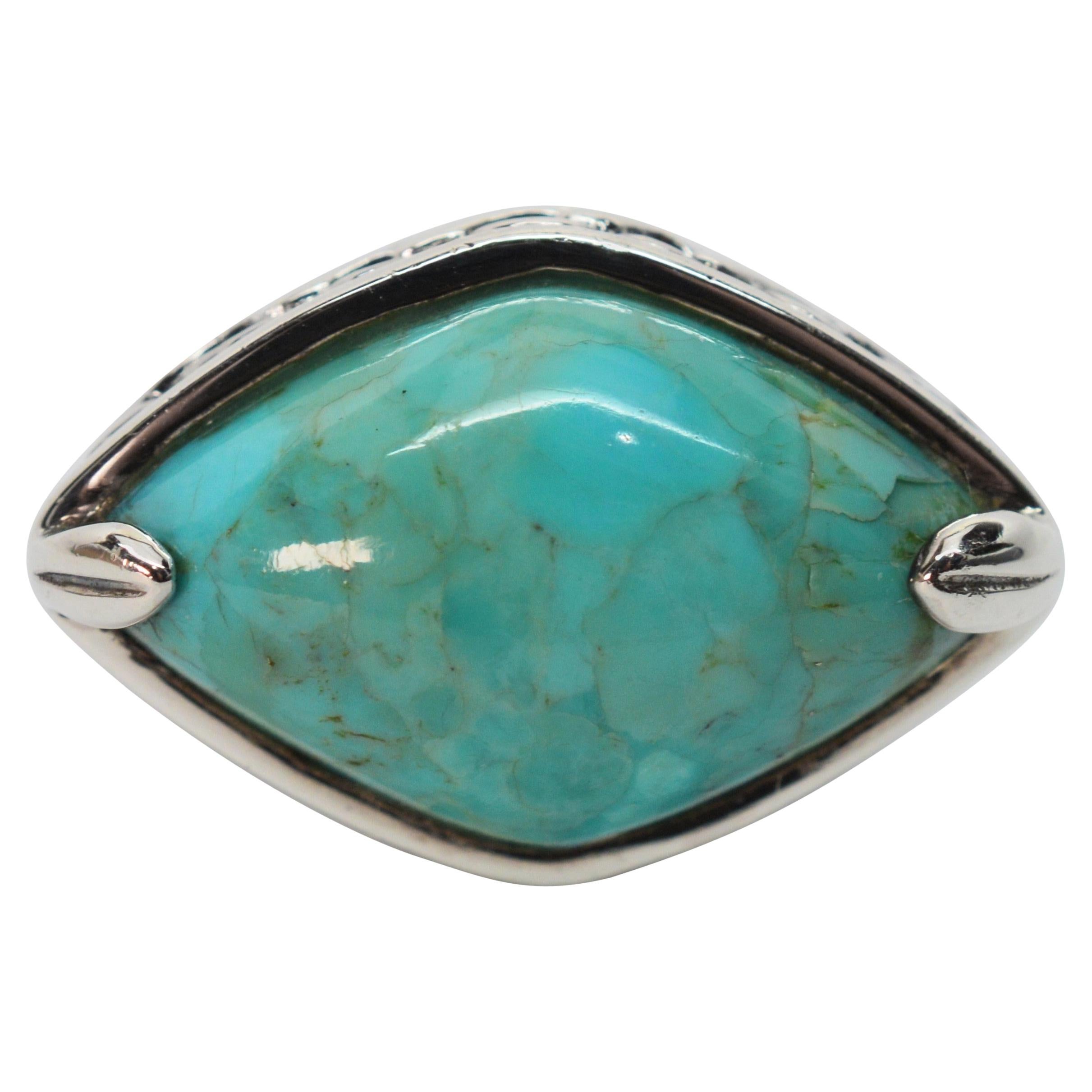 Turquoise Marquise Cabochon Sterling Silver Ring