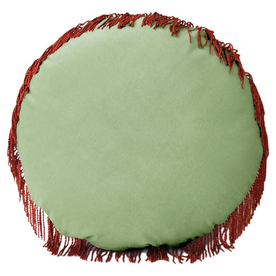 Turquoise Mint Green Velvet Deluxe Handmade Round Cushion