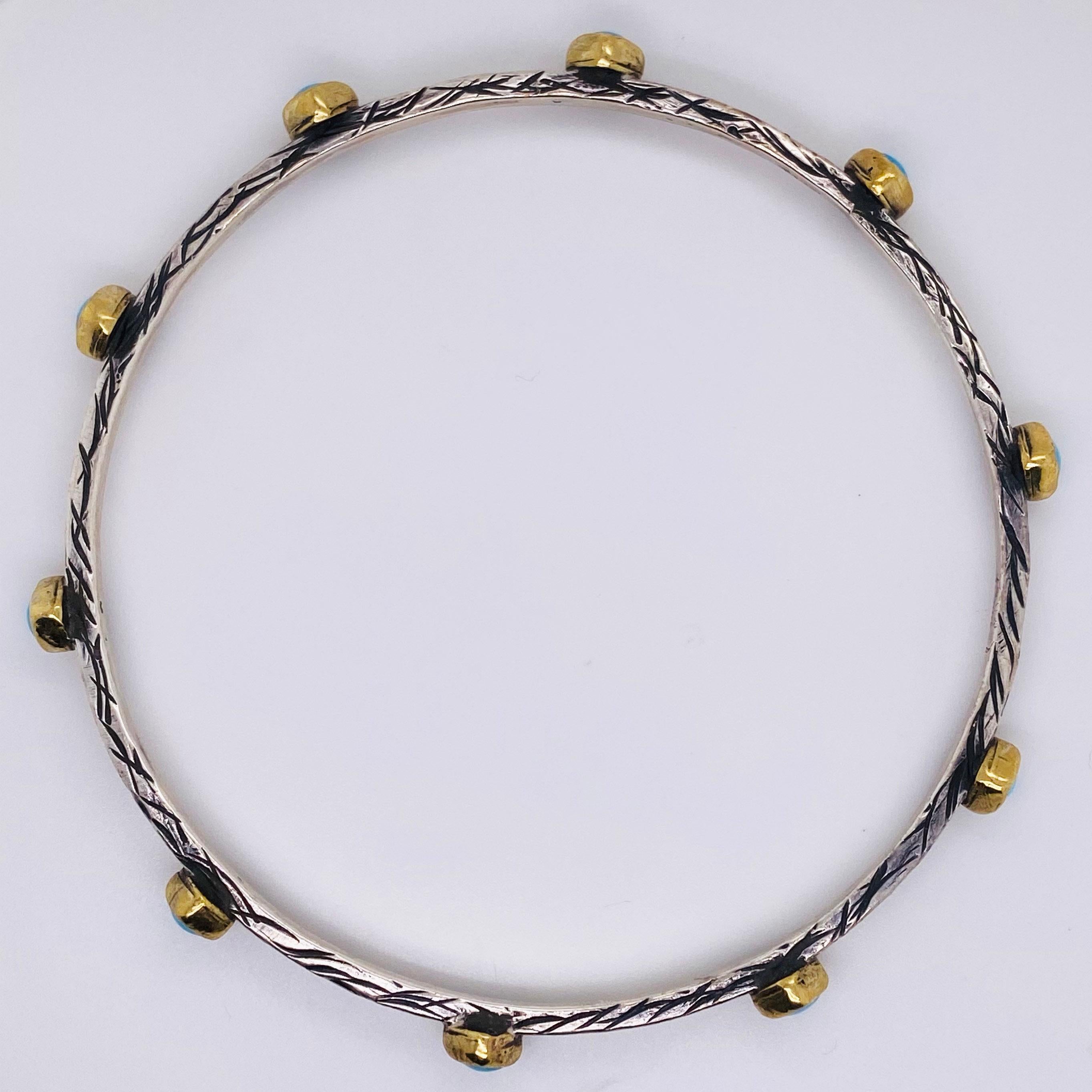 Bracciale Bangle in metallo misto turchese 