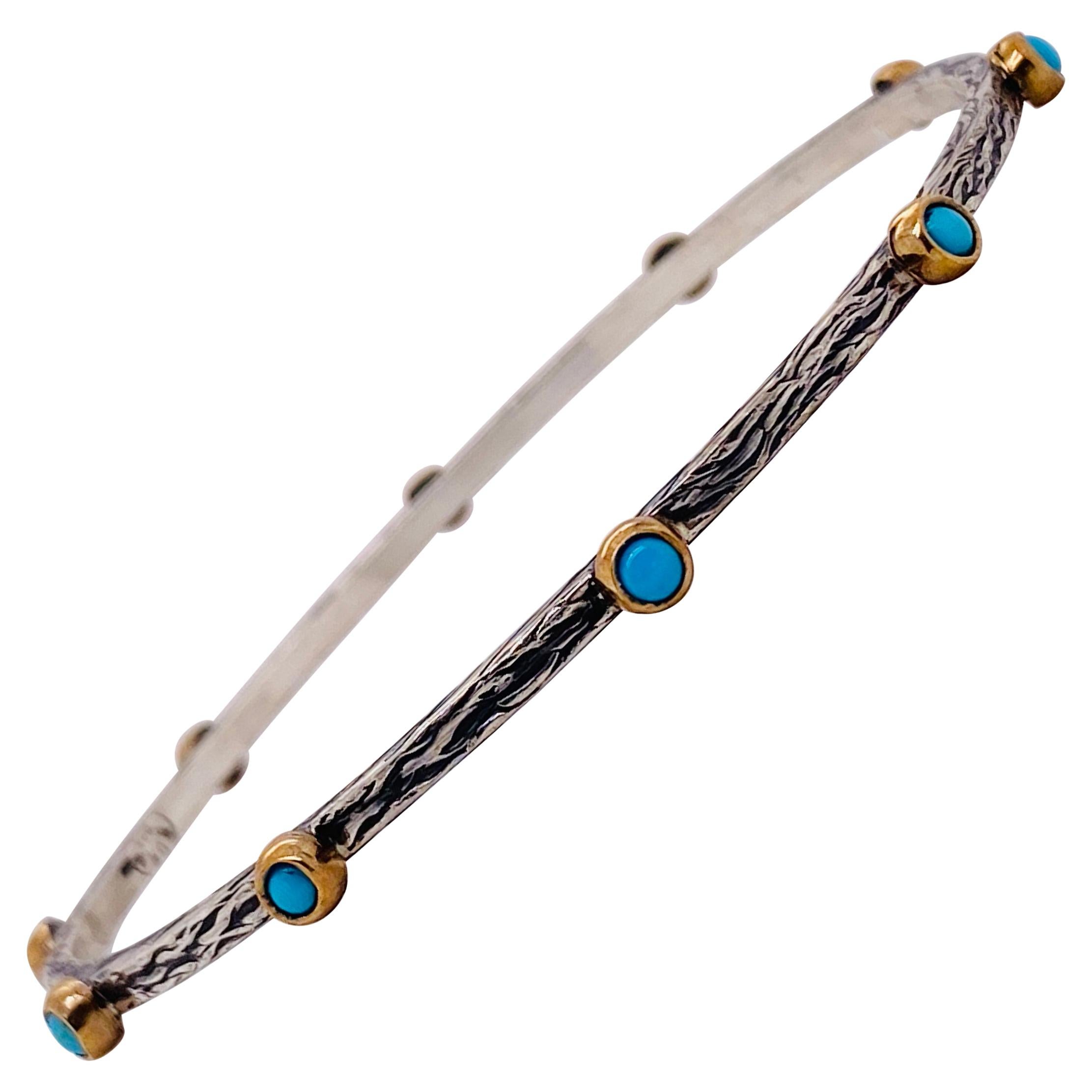 Turquoise Mixed Metal Bangle Bracelet 'only one'