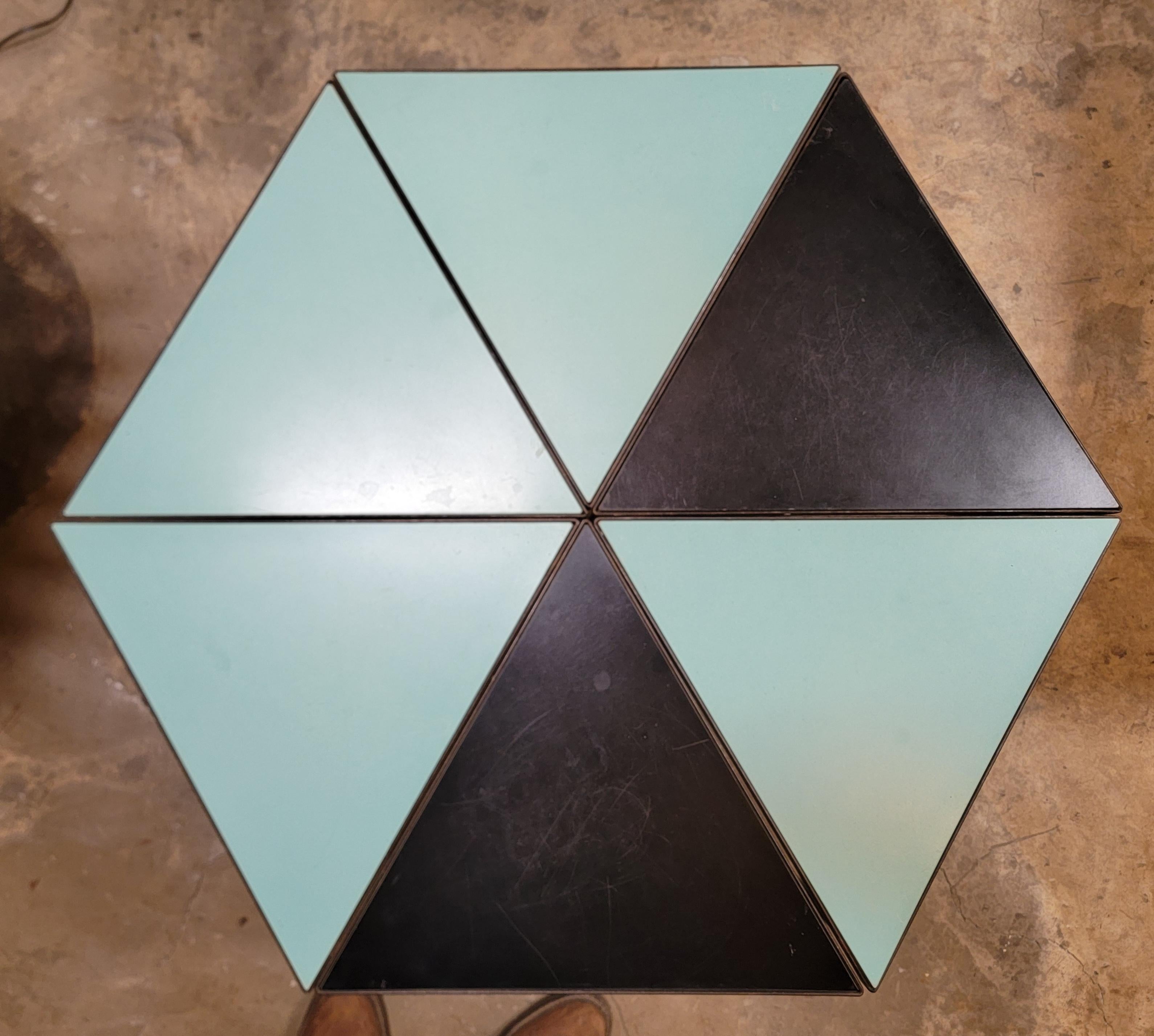 Turquoise Module Hexagon Coffee Table Iron & Formica For Sale 6