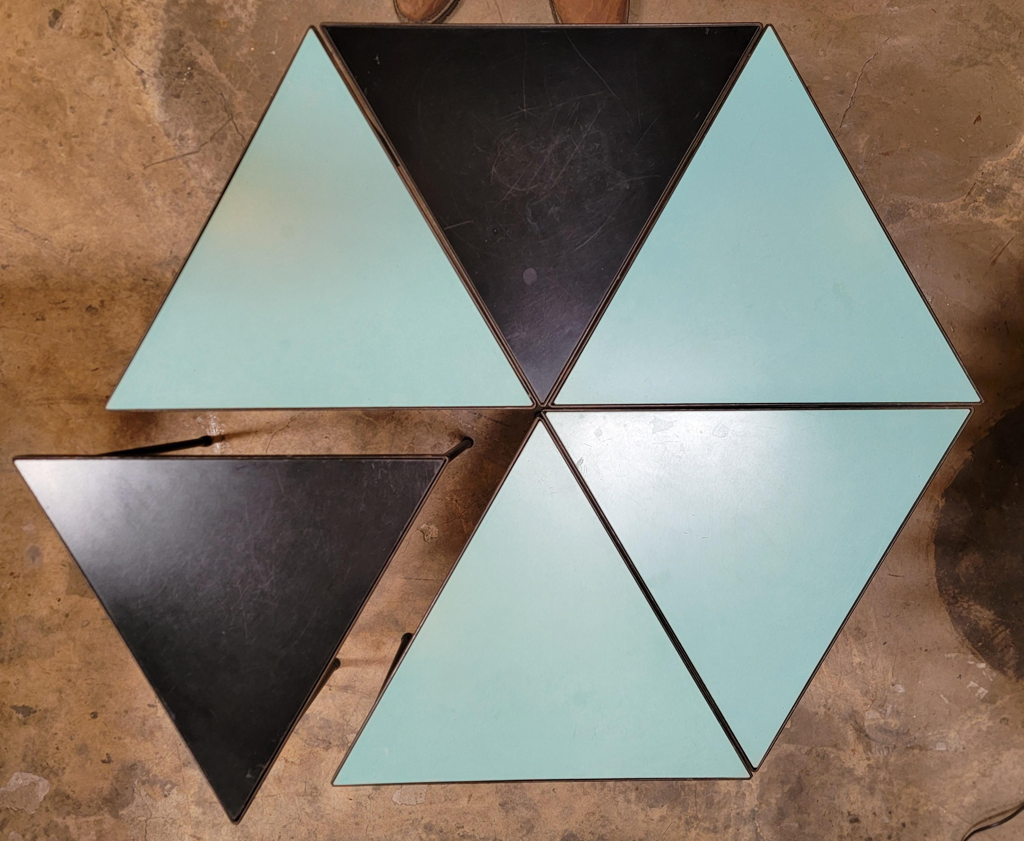Mid-Century Modern Turquoise Module Hexagon Coffee Table Iron & Formica For Sale