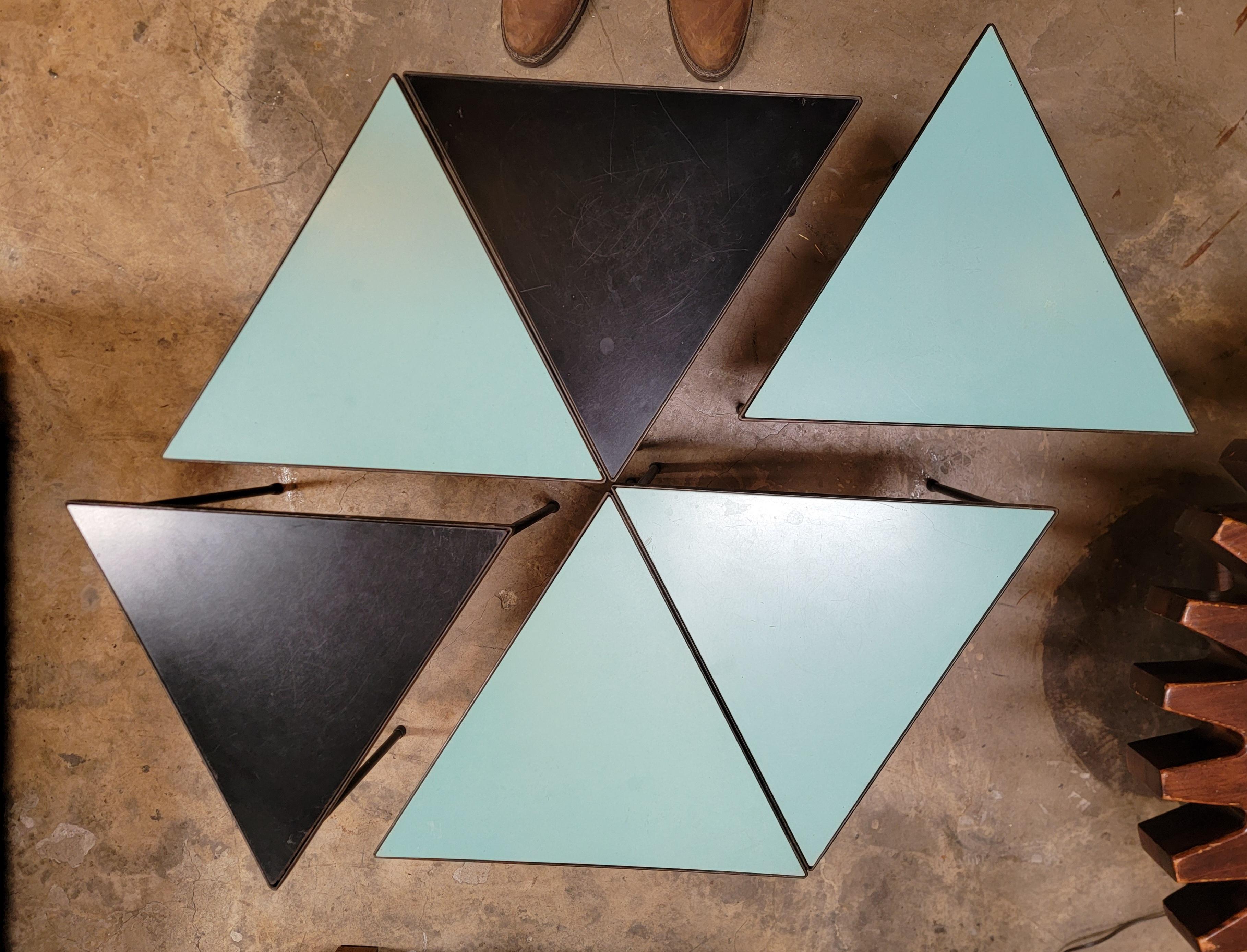 American Turquoise Module Hexagon Coffee Table Iron & Formica For Sale
